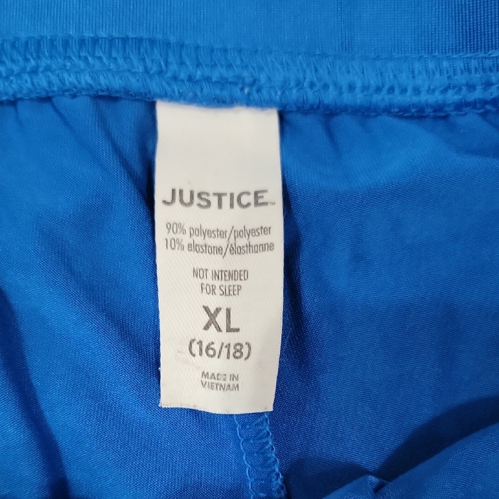 Justice Blue and White Athletic Shorts with Elastic Waistband - Picture 2 of 3